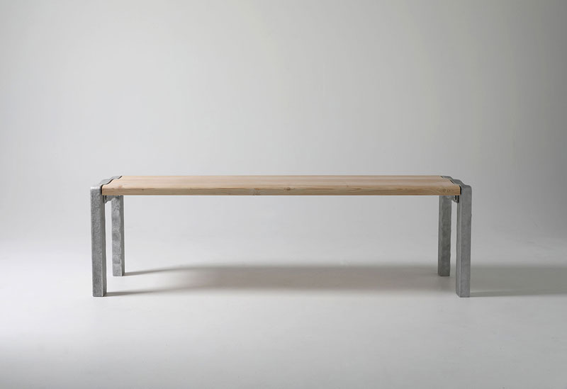 front picture bench aluminium and wood